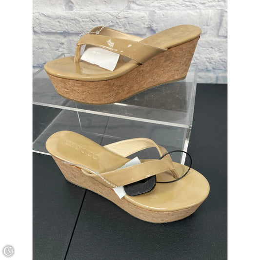 Sandals Luxury Designer By Jimmy Choo In Tan, Size: 8.5