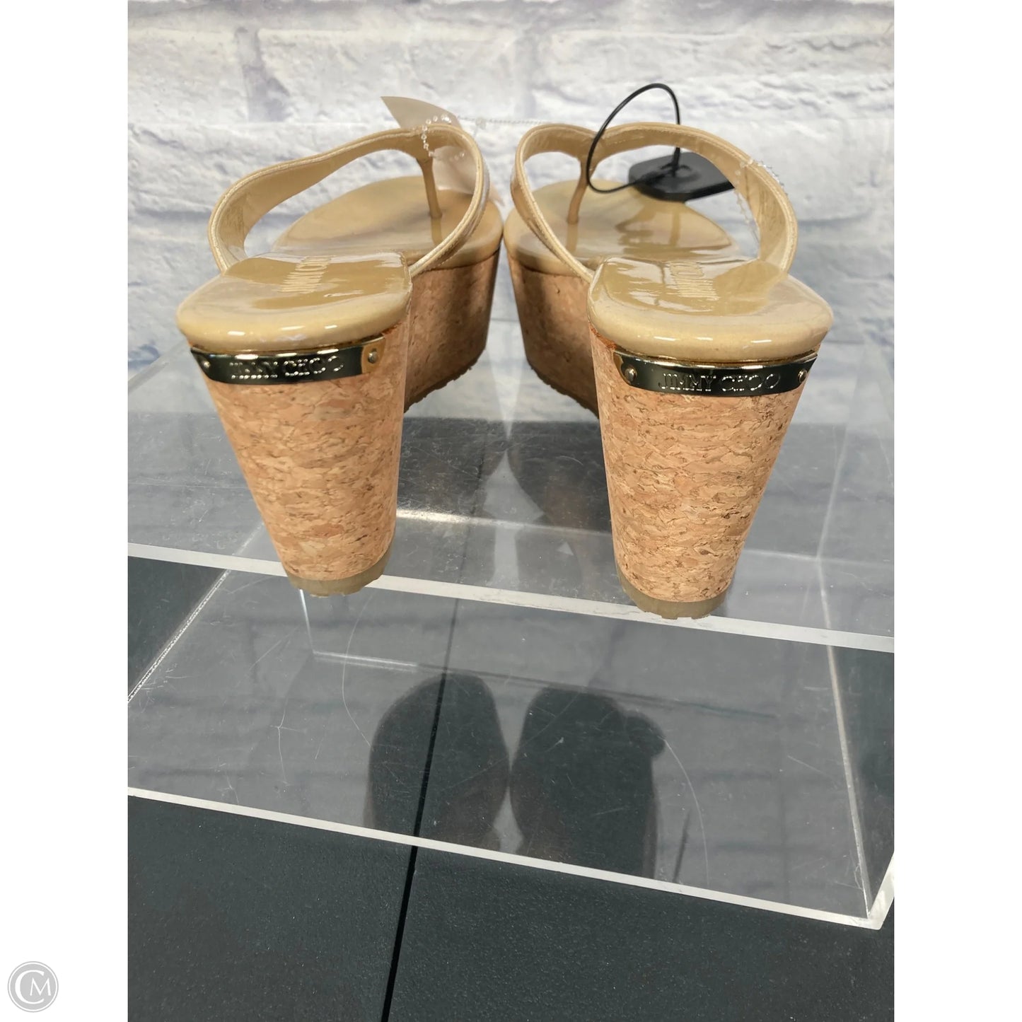 Sandals Luxury Designer By Jimmy Choo In Tan, Size: 8.5