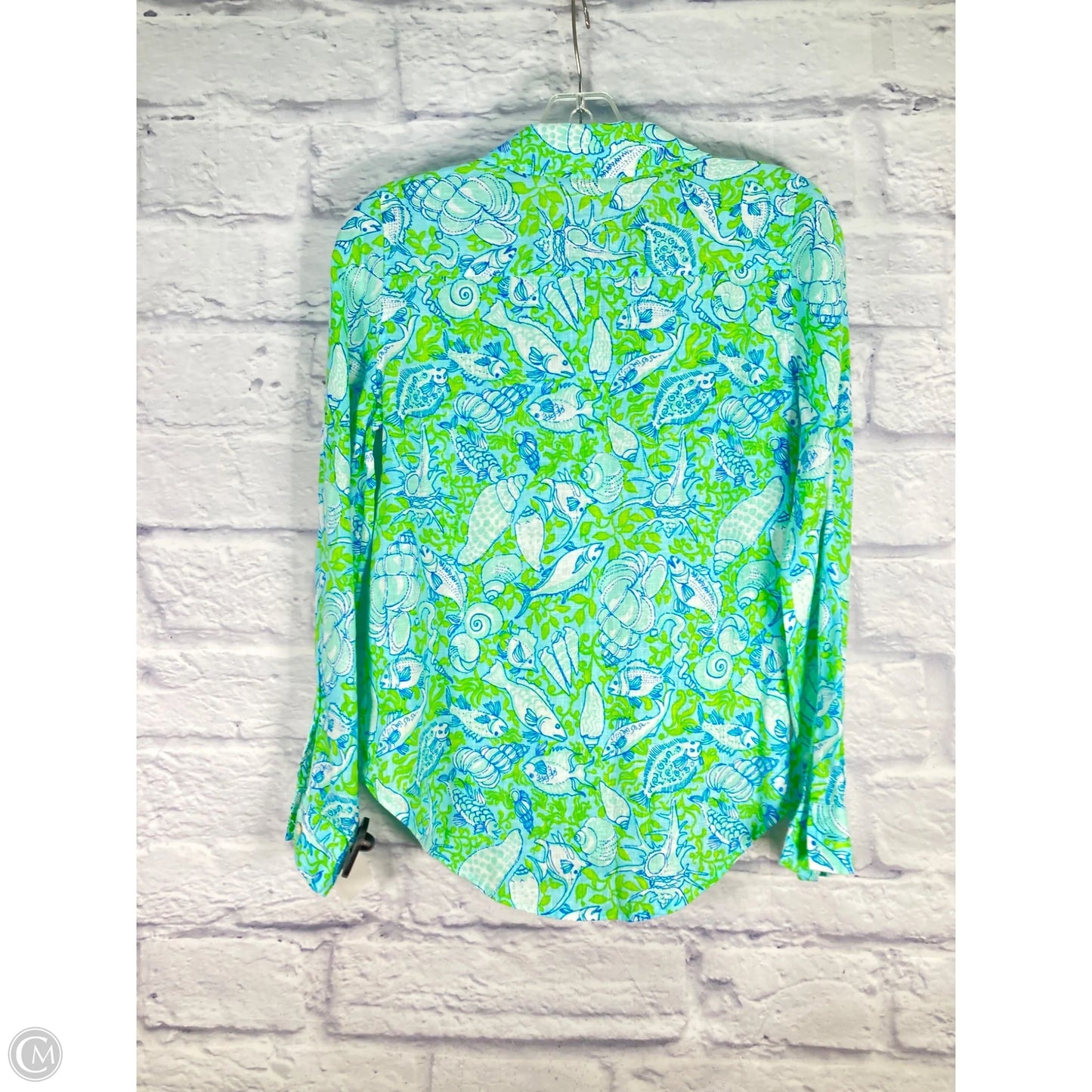 Top Long Sleeve Designer By Lilly Pulitzer In Blue & Green, Size: Xxs