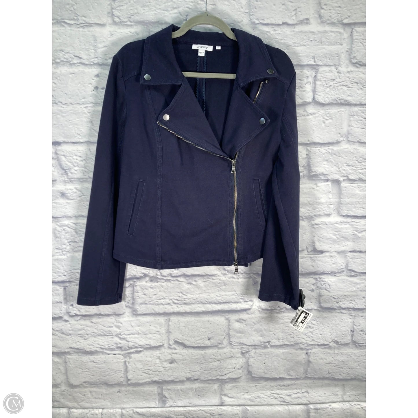 Jacket Moto By Chicos In Navy, Size: M