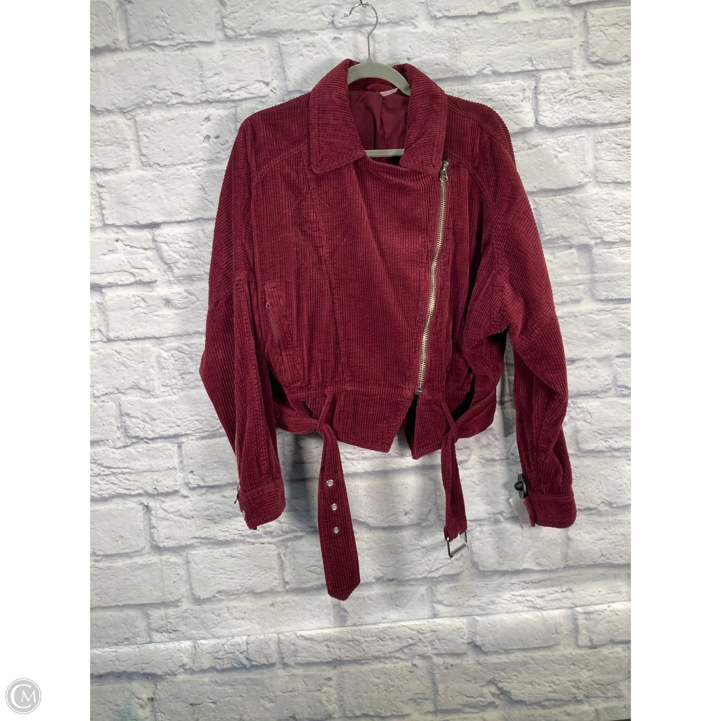 Jacket Moto By Free People In Maroon, Size: S