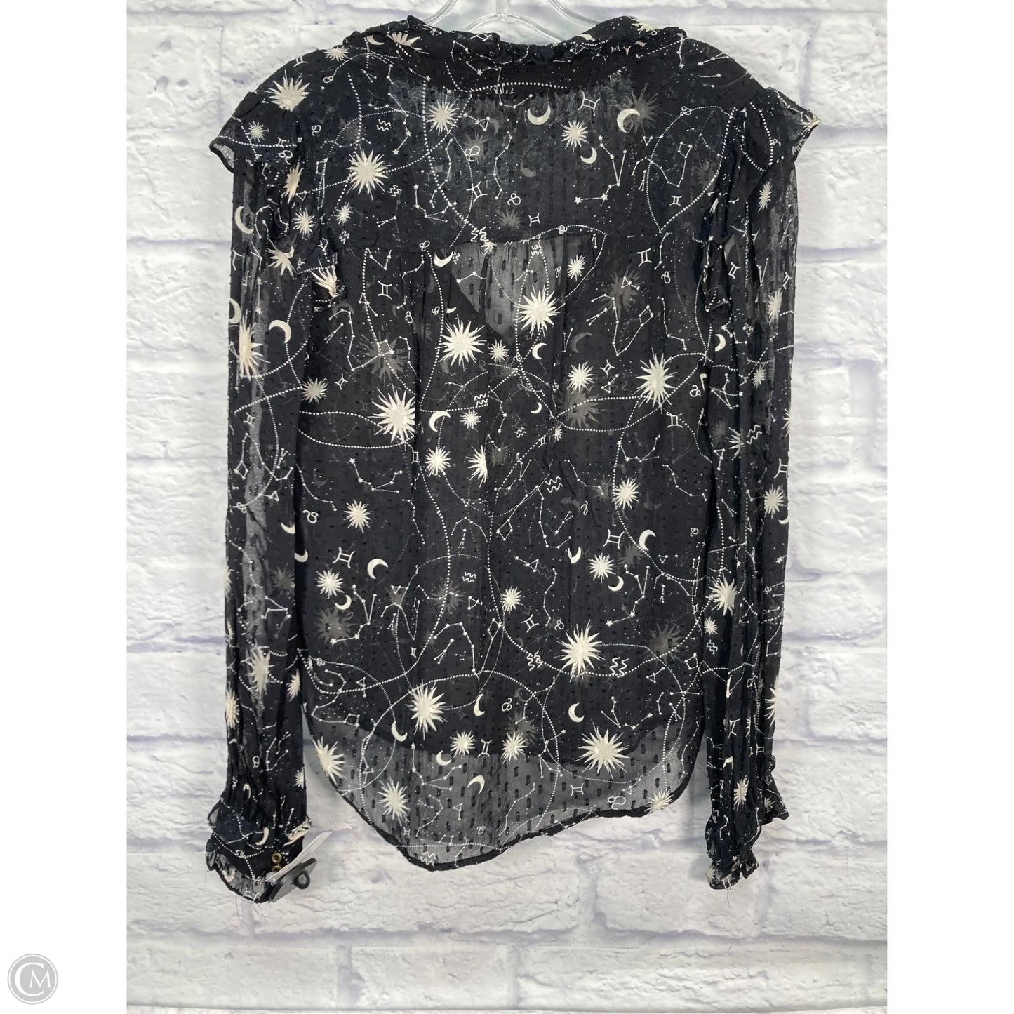 Blouse Long Sleeve By Anthropologie In Black & Cream, Size: S