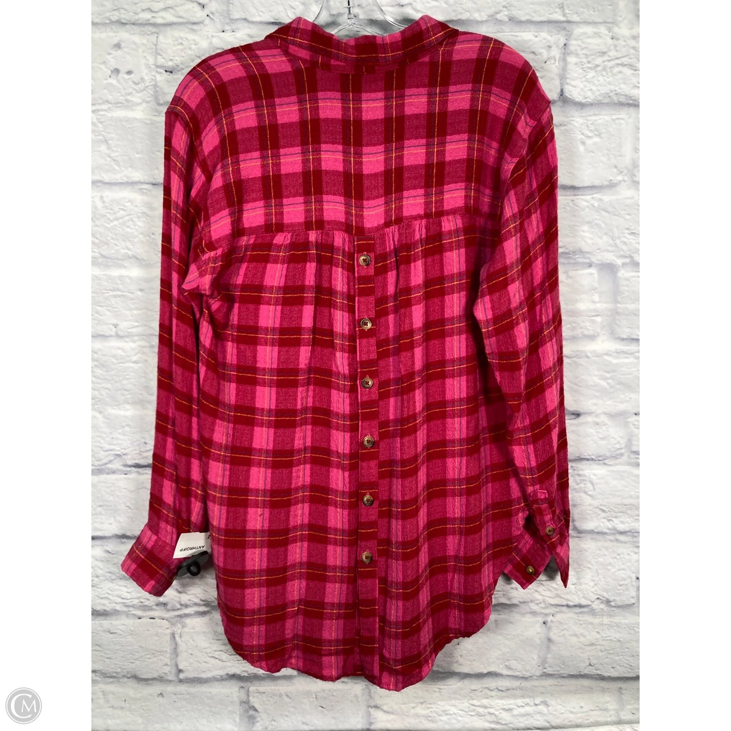 Top Long Sleeve By Anthropologie In Pink & Red, Size: S