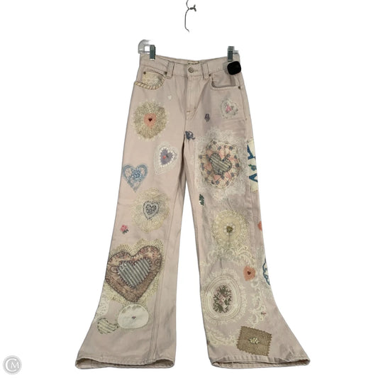 Jeans Wide Leg By We The Free In Cream & Pink, Size: 2