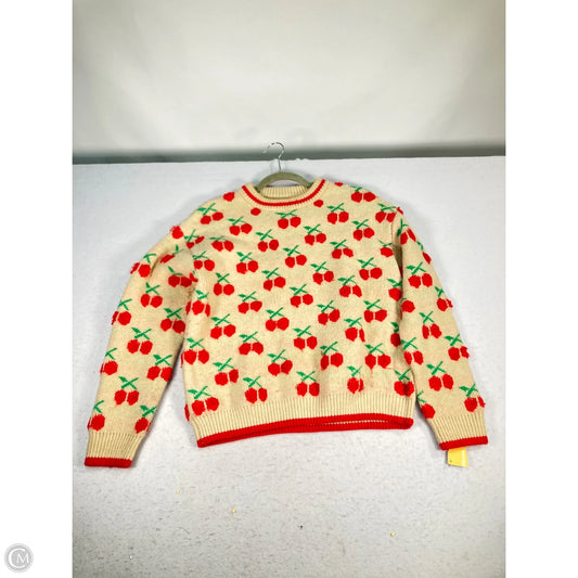 Sweater By Clothes Mentor In Red & Tan