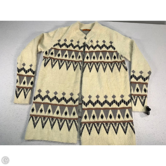 Sweater Cardigan By Belldini In Cream & Grey, Size: L