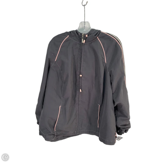 Jacket Windbreaker By Avenue In Grey & Pink, Size: 2x