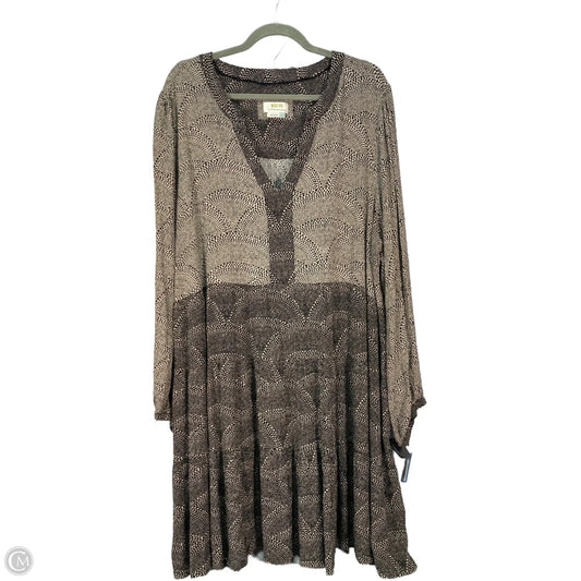 Dress Casual Midi By Maeve In Black & Brown, Size: 3x