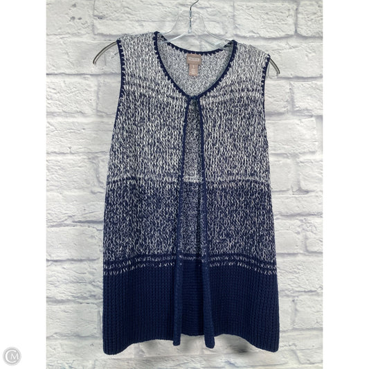 Vest Sweater By Chicos In Blue & White, Size: M