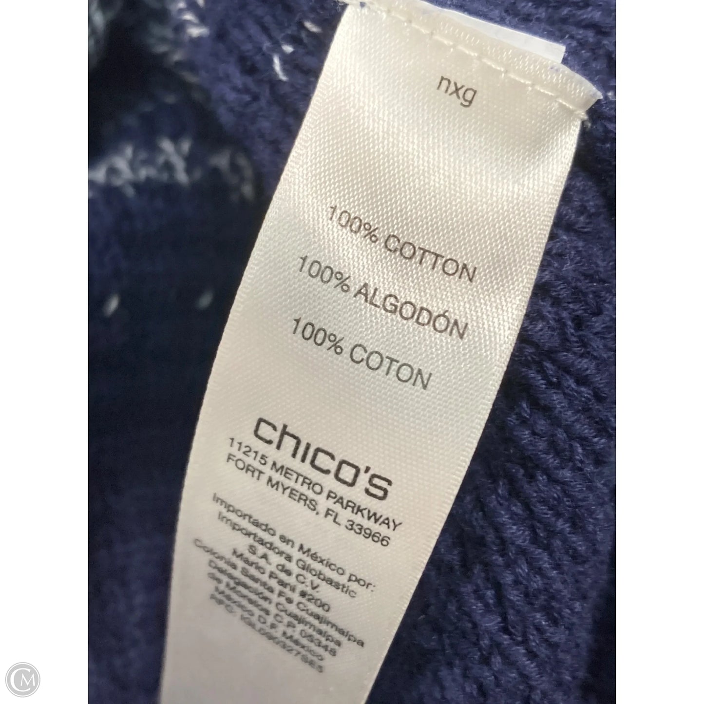Vest Sweater By Chicos In Blue & White, Size: M