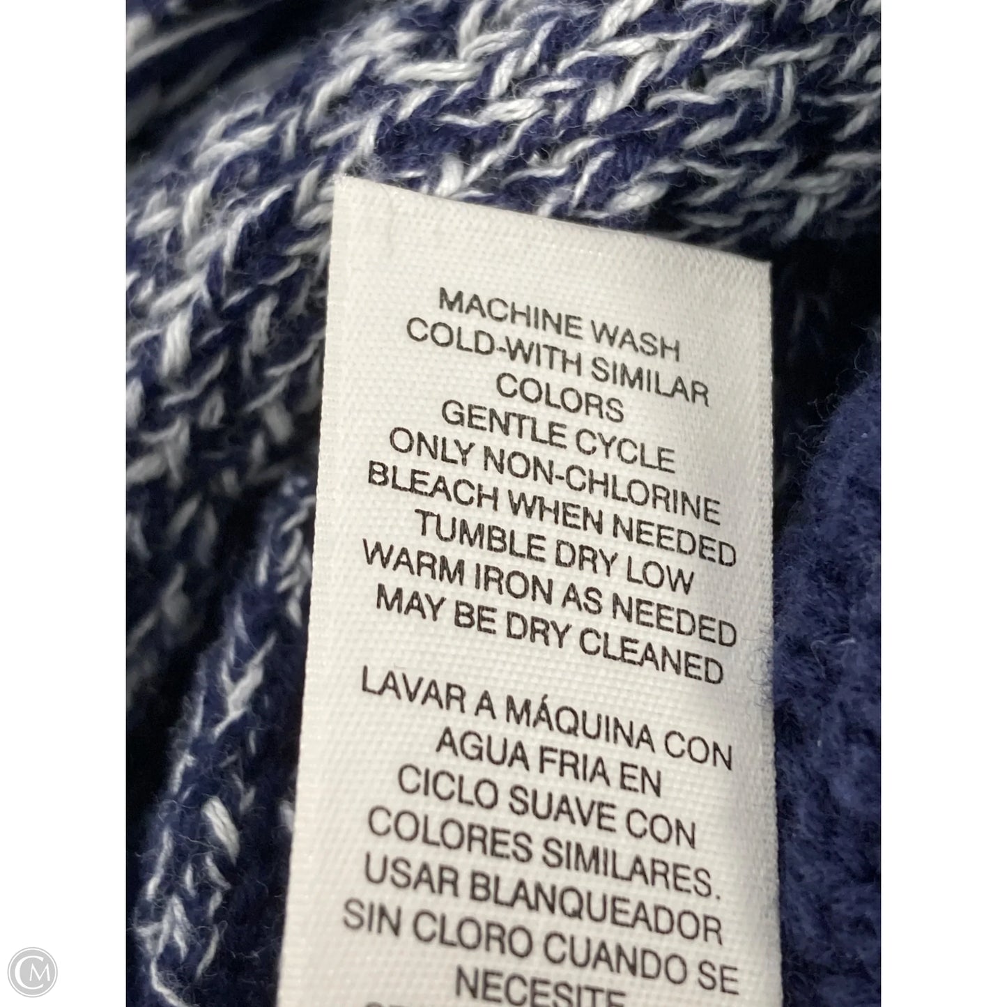 Vest Sweater By Chicos In Blue & White, Size: M