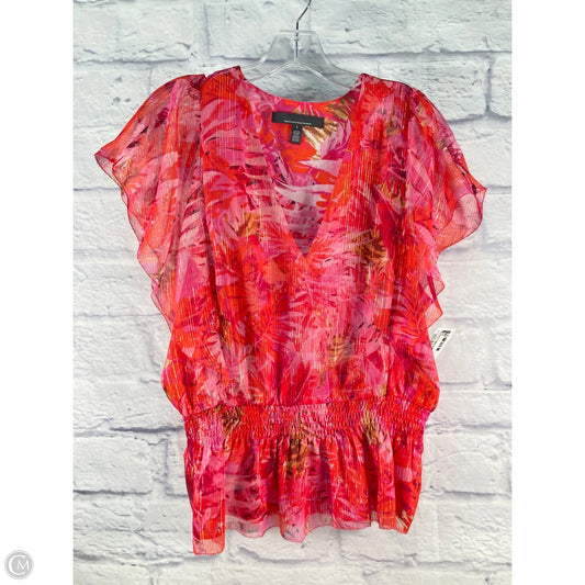 Top Short Sleeve By White House Black Market In Orange & Pink, Size: L
