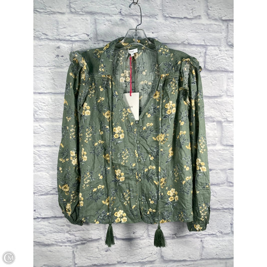 Top Long Sleeve By Voy In Green & Yellow, Size: M