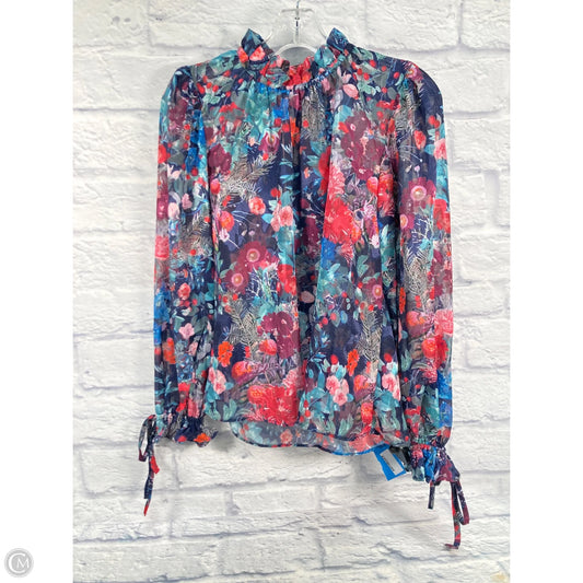 Top Long Sleeve By Hutch In Blue & Pink, Size: S