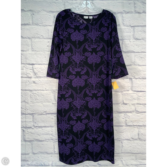 Dress Casual Midi By Chicos In Black & Purple, Size: M