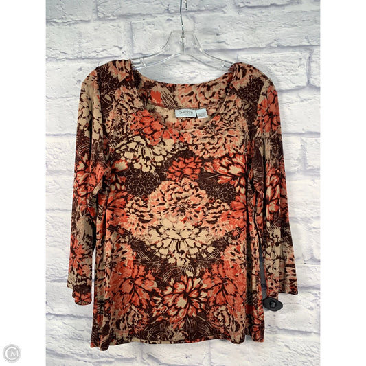 Top 3/4 Sleeve By Chicos In Brown & Orange, Size: M