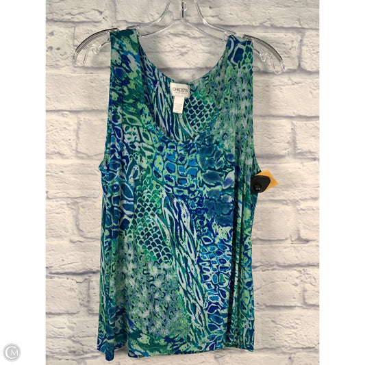 Top Sleeveless By Chicos In Blue & Green, Size: L