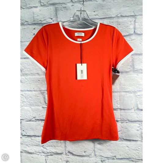 Top Short Sleeve By Aritzia In Orange & White, Size: M