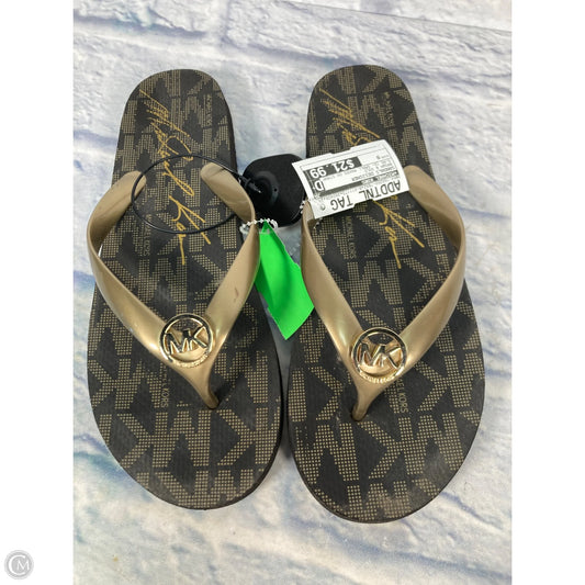 Sandals Designer By Michael Kors In Brown & Gold, Size: 9