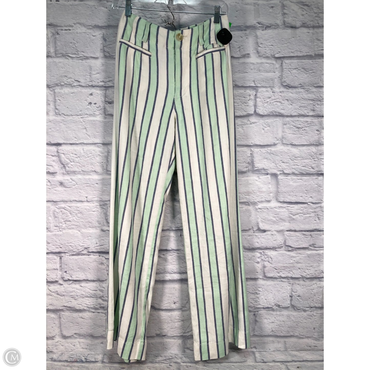 Pants Wide Leg By Maeve In Green & White, Size: 2