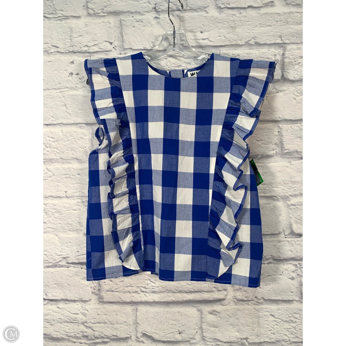 Top Short Sleeve By Anthropologie In Blue & White, Size: Xs