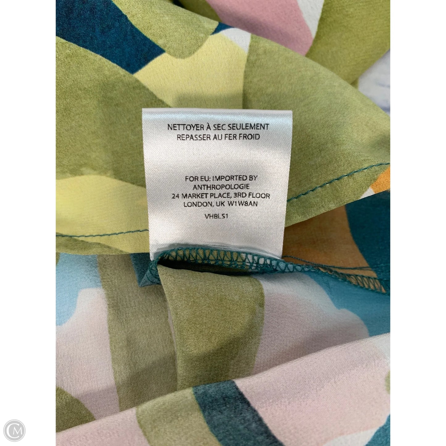 Blouse Short Sleeve By Anthropologie In Green & Pink, Size: S