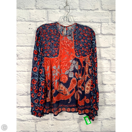 Blouse Long Sleeve By Blank London In Blue & Red, Size: Xs