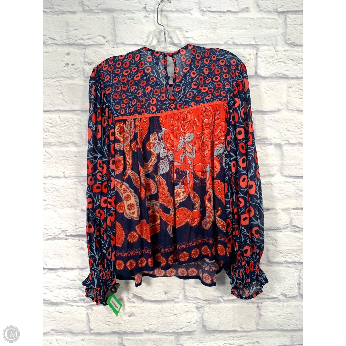 Blouse Long Sleeve By Blank London In Blue & Red, Size: Xs