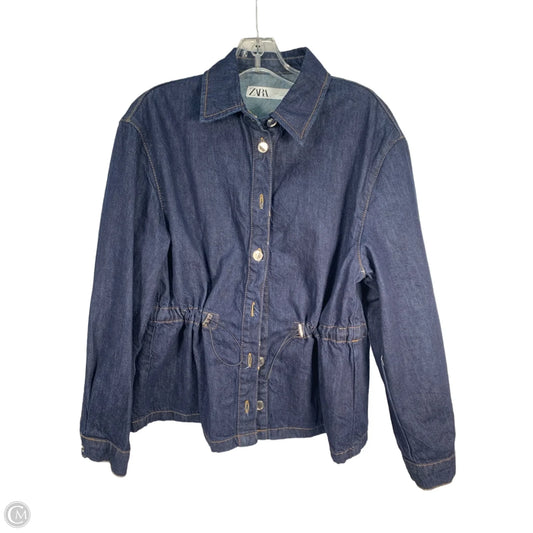 Jacket Denim By Zara In Blue, Size: 8