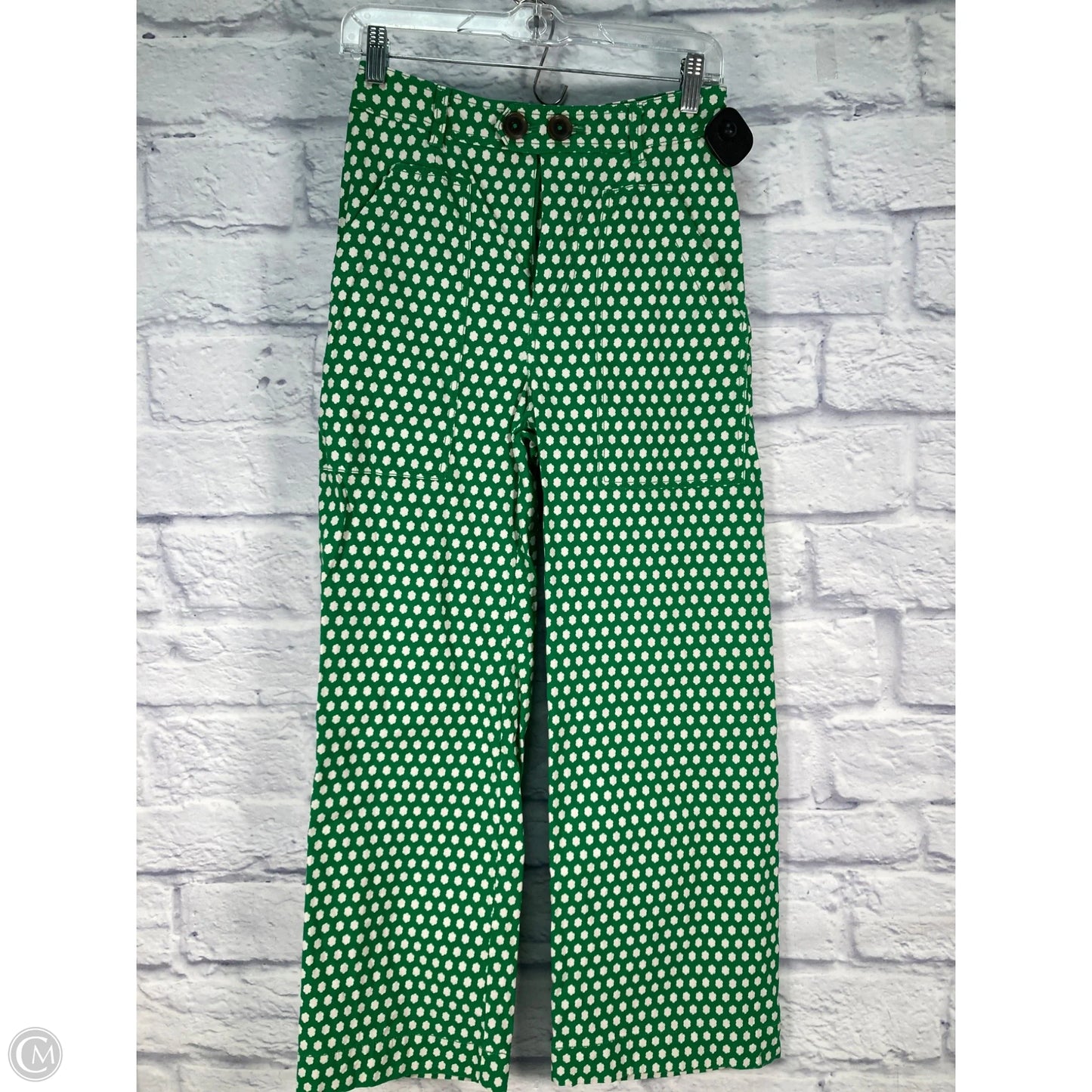 Pants Wide Leg By Maeve In Green & White, Size: 0