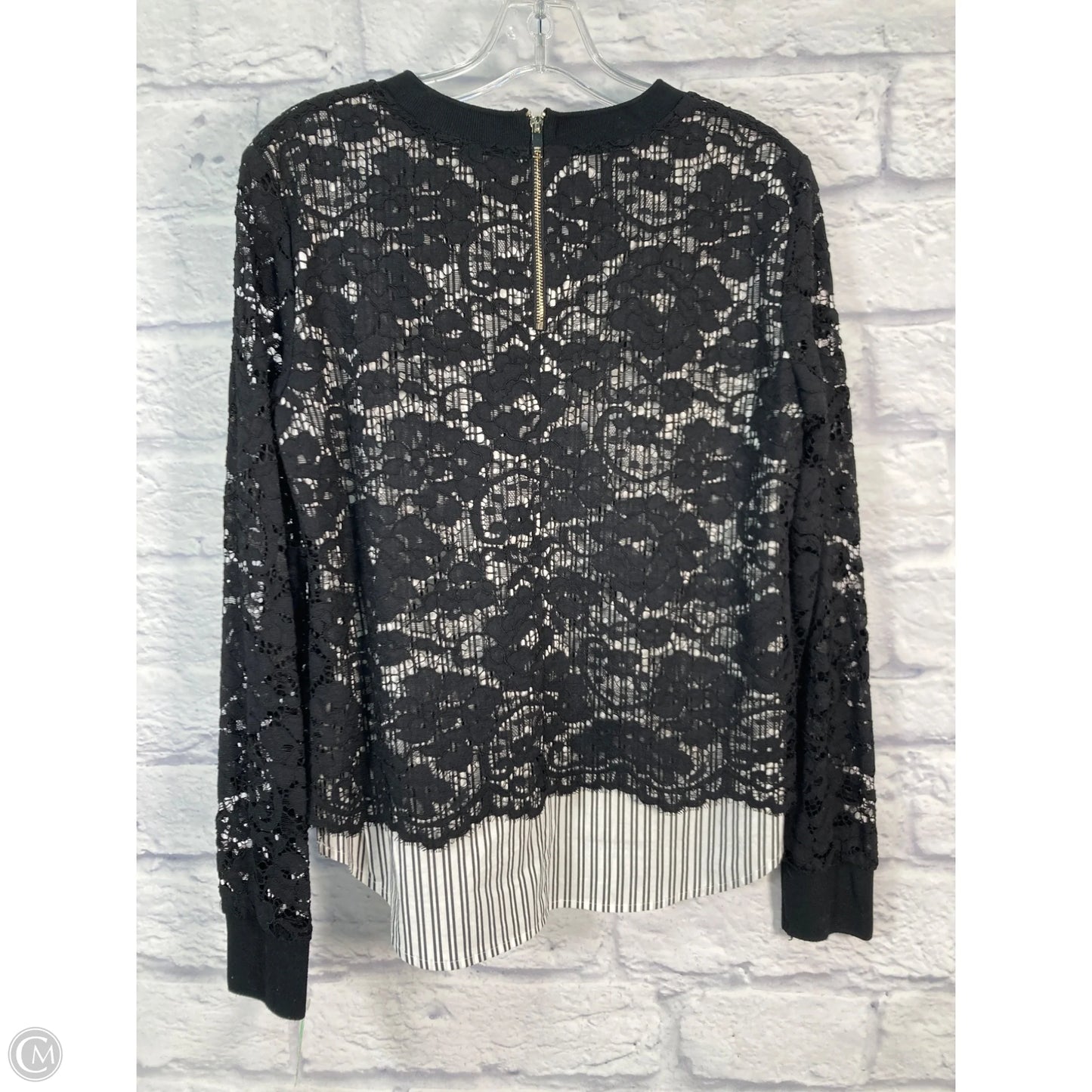 Top Long Sleeve By Dkny In Black & White, Size: Xs