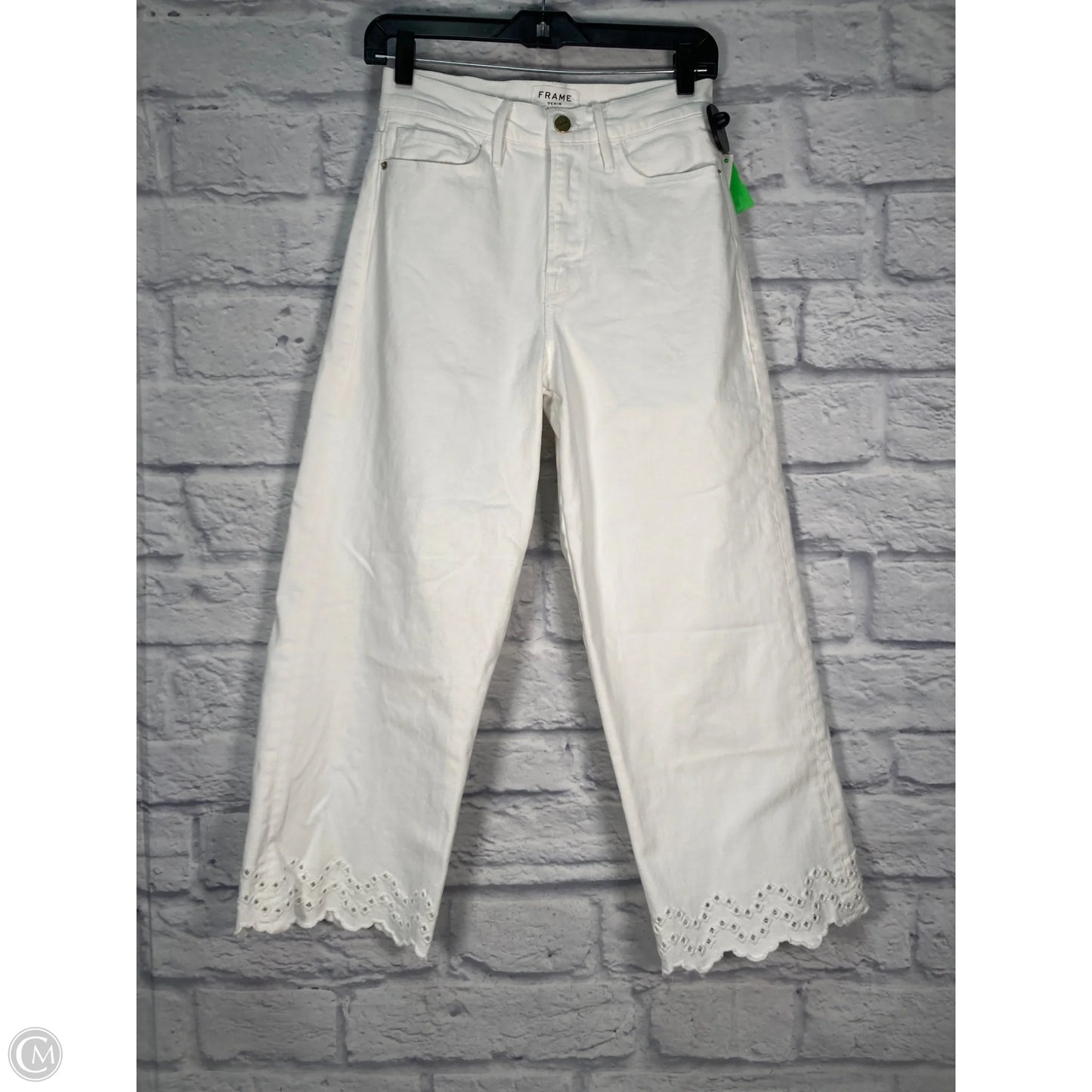 Jeans Wide Leg By Frame In White, Size: 4