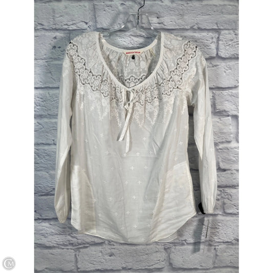 Top Long Sleeve By Rebecca Taylor In White, Size: S