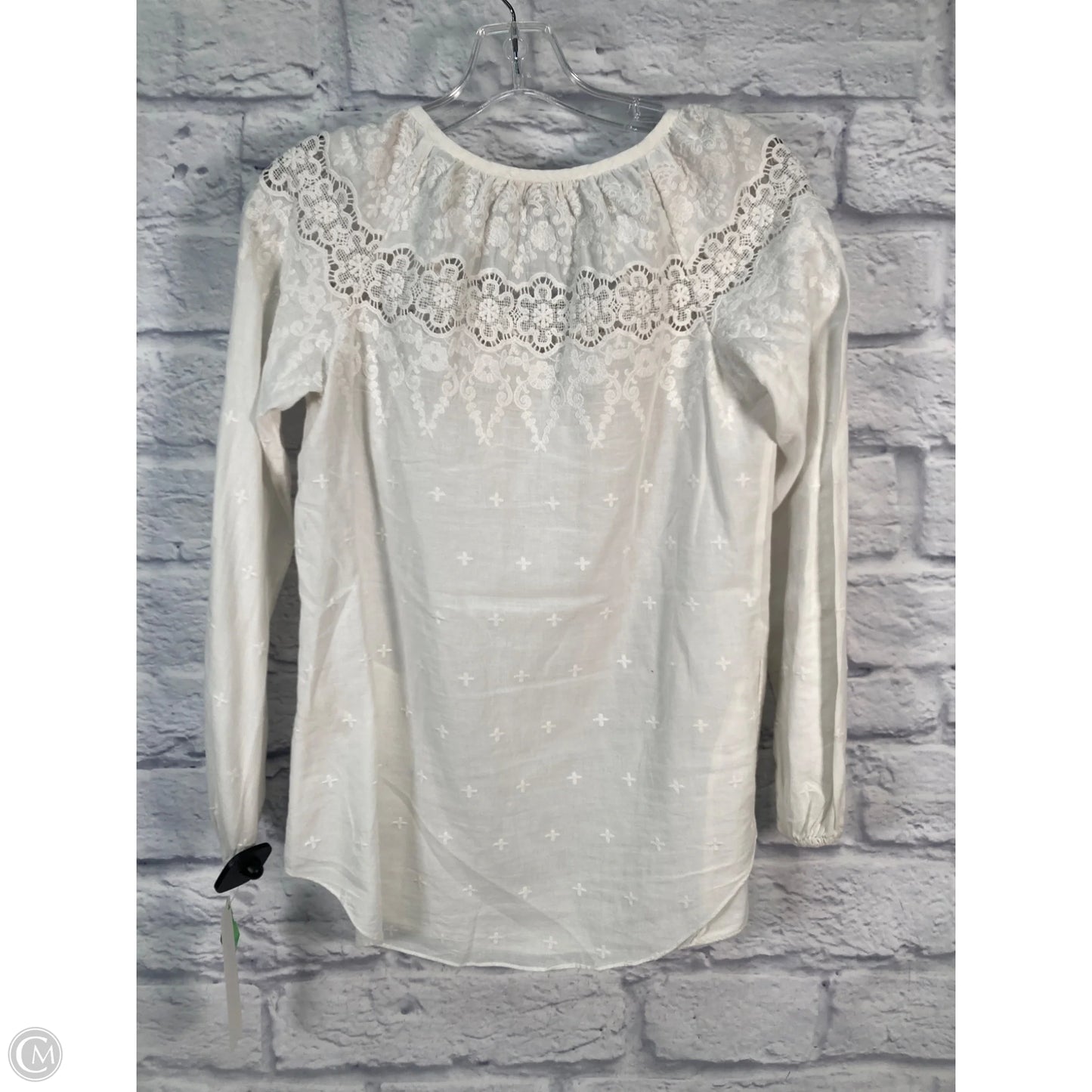 Top Long Sleeve By Rebecca Taylor In White, Size: S