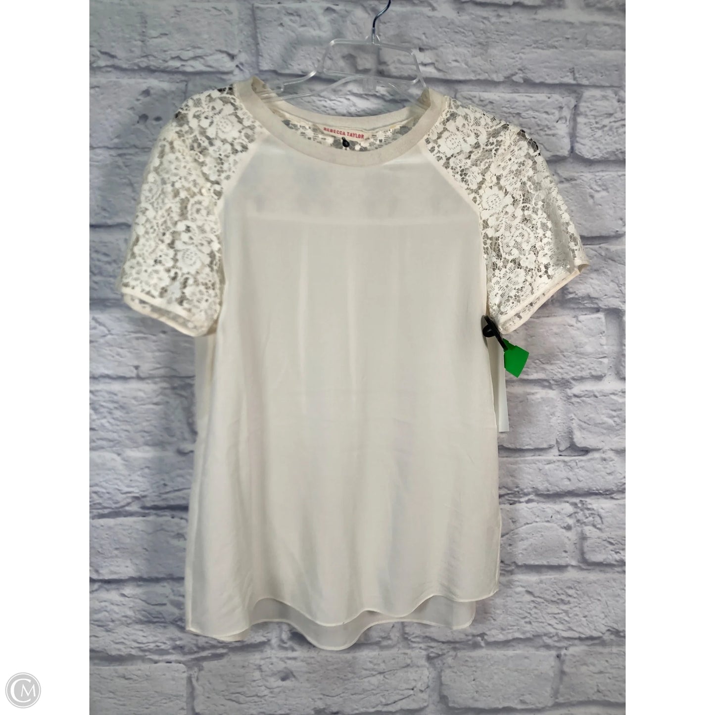 Top Short Sleeve By Rebecca Taylor In Ivory, Size: Xs
