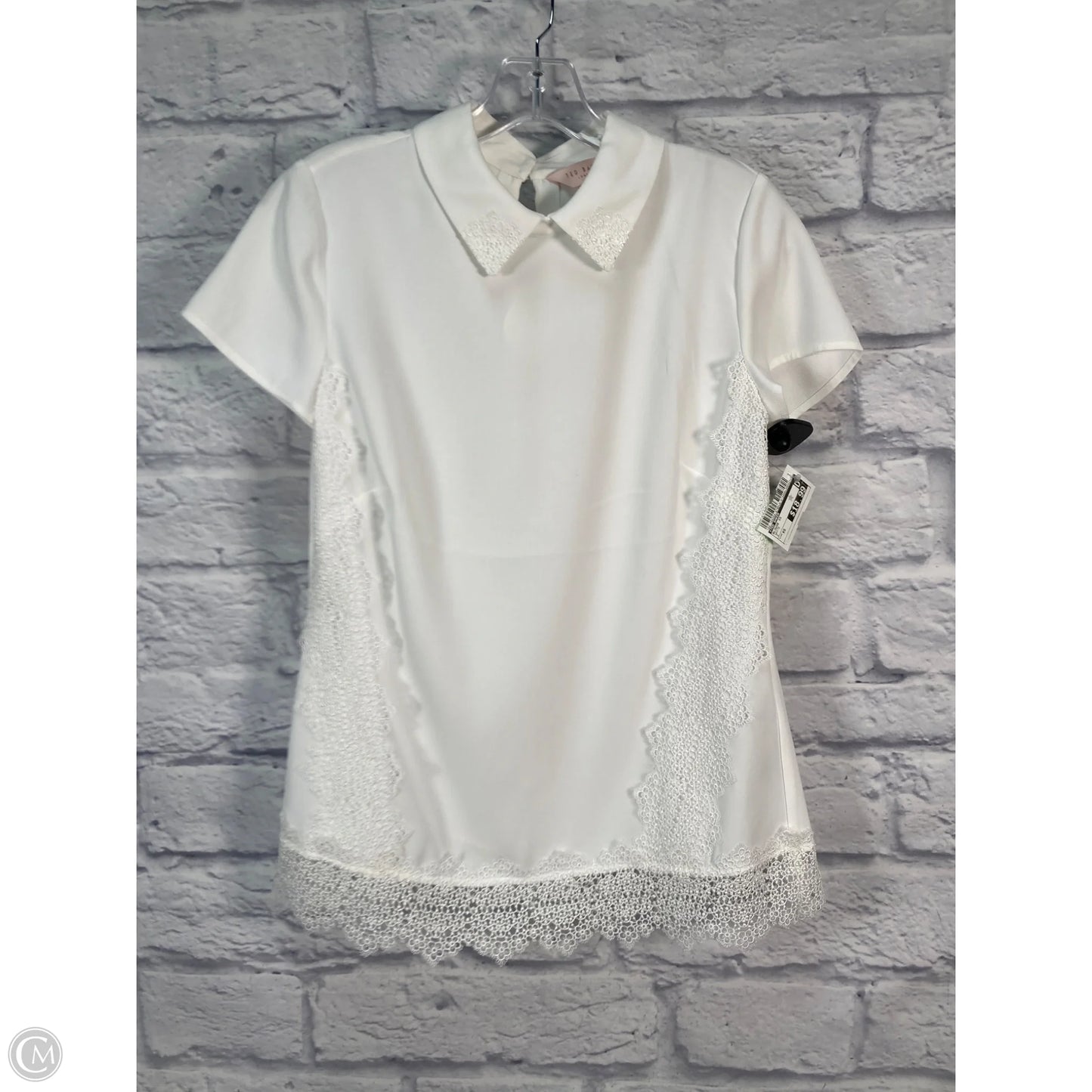 Blouse Short Sleeve By Ted Baker In White, Size: Xs