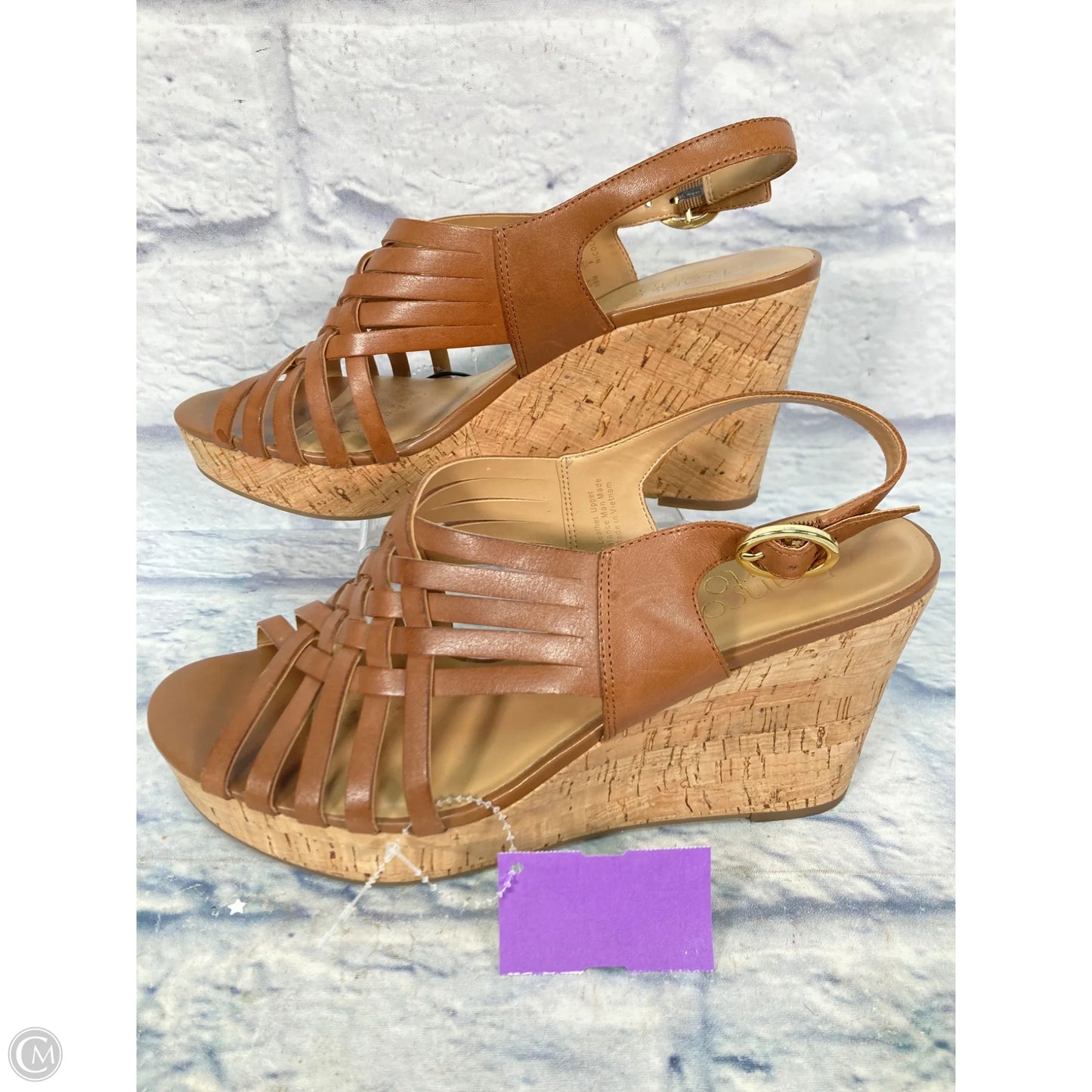 Sandals Heels Wedge By Franco Sarto In Brown, Size: 10