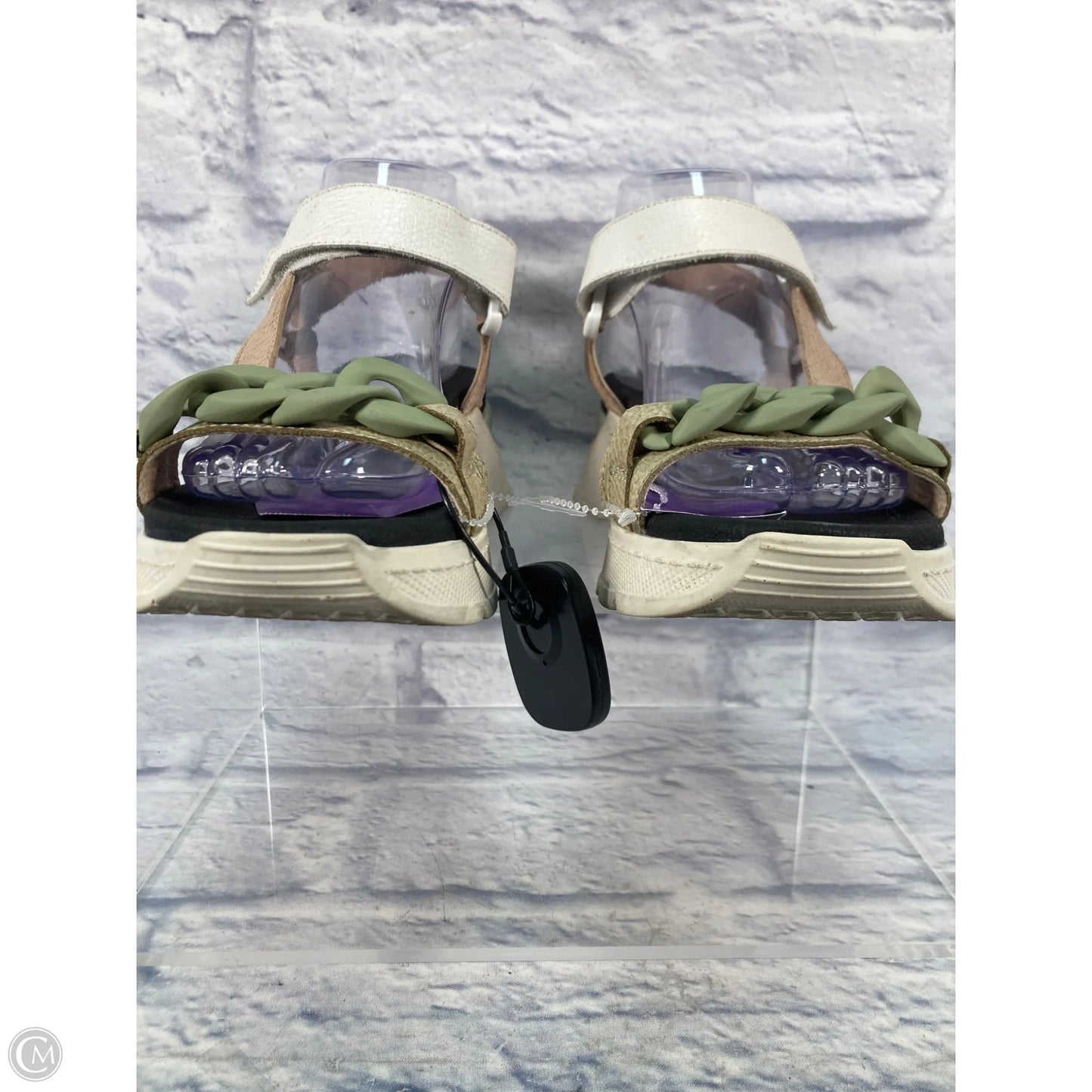 Sandals Heels Platform By Clothes Mentor In Green & Tan, Size: 8.5