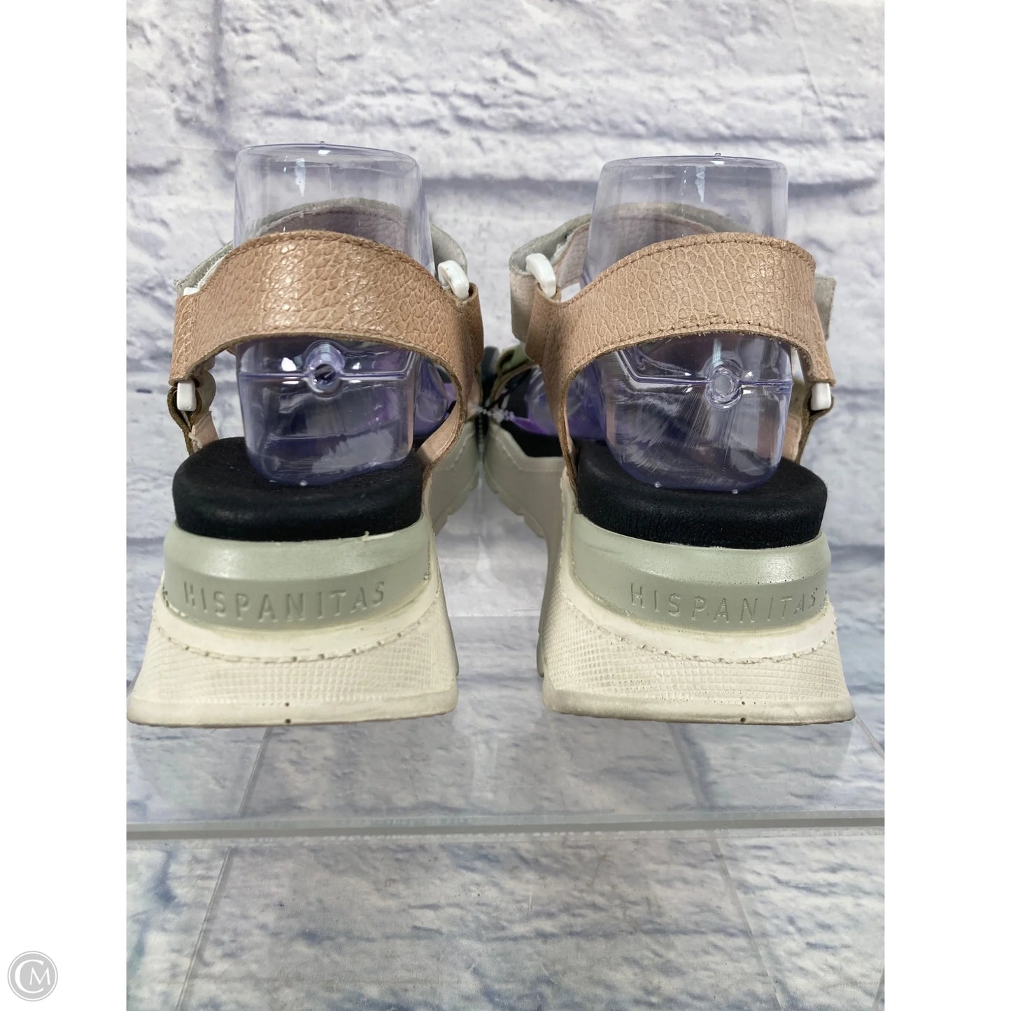 Sandals Heels Platform By Clothes Mentor In Green & Tan, Size: 8.5