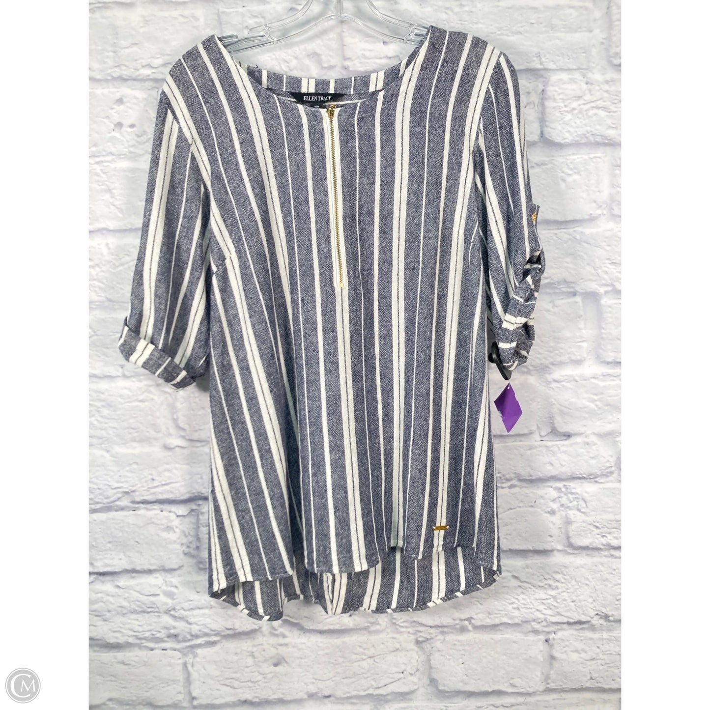 Tunic 3/4 Sleeve By Ellen Tracy In Grey, Size: M