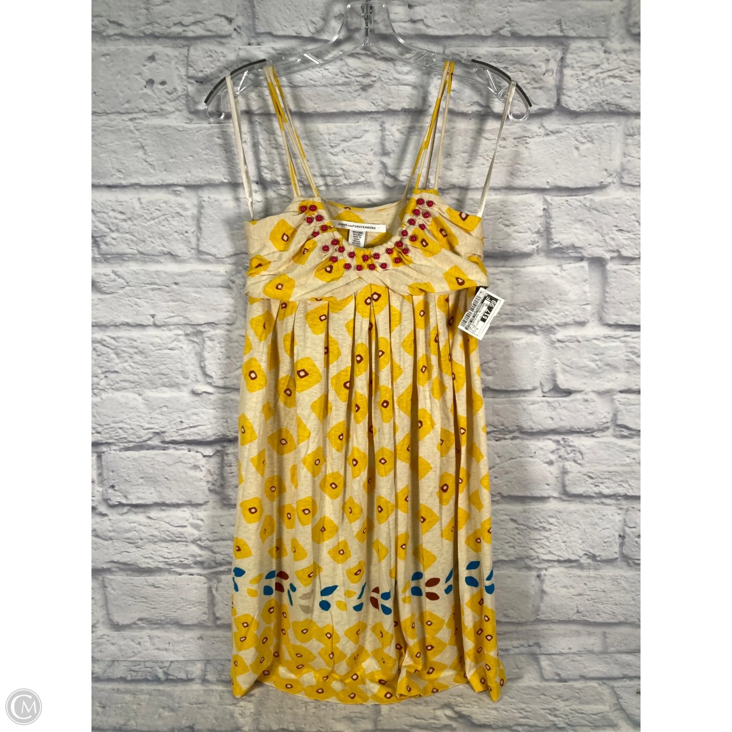Top Sleeveless Designer By Diane Von Furstenberg In Yellow, Size: S