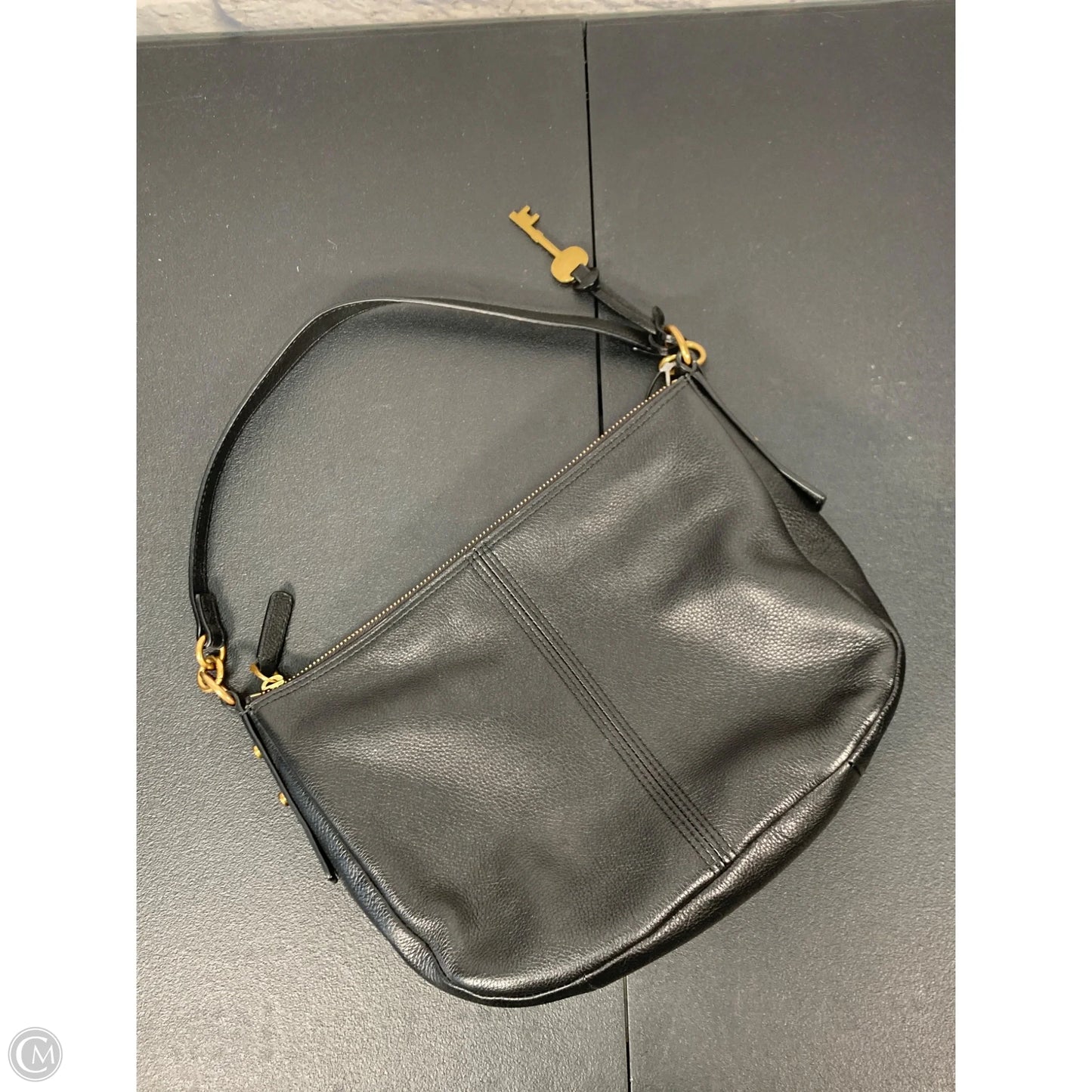 Handbag Leather By Fossil, Size: Medium