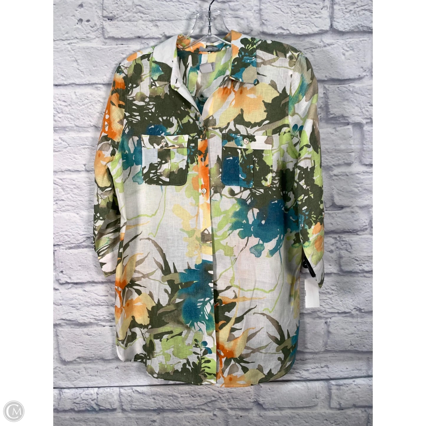 Top 3/4 Sleeve By Chicos In Green, Size: S