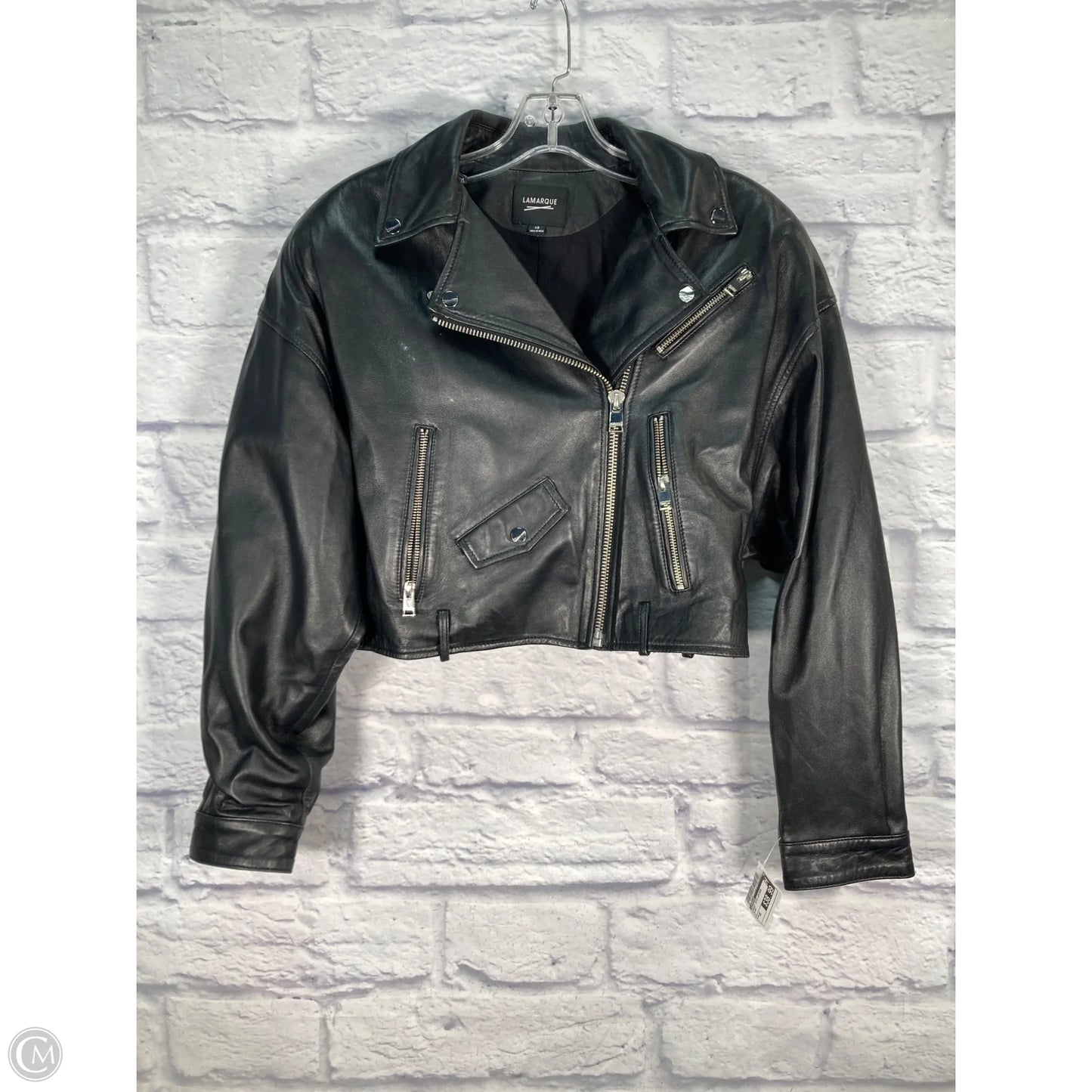 Jacket Moto Leather By Lamarque In Black, Size: Xs