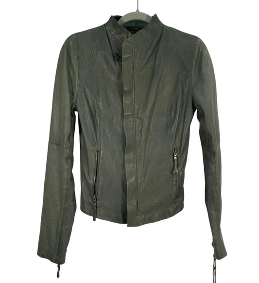 Jacket Leather By Clothes Mentor In Green, Size: Xs