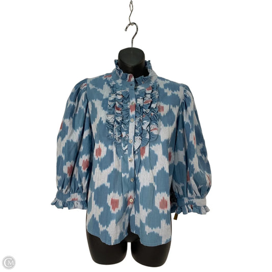 Top 3/4 Sleeve Designer By Oliphant In Blue, Size: Xs