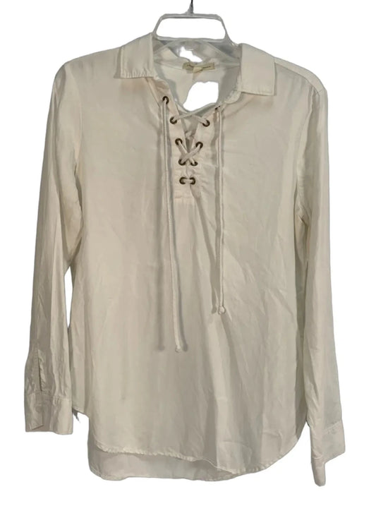 Top Long Sleeve By Cloth & Stone In White, Size: M