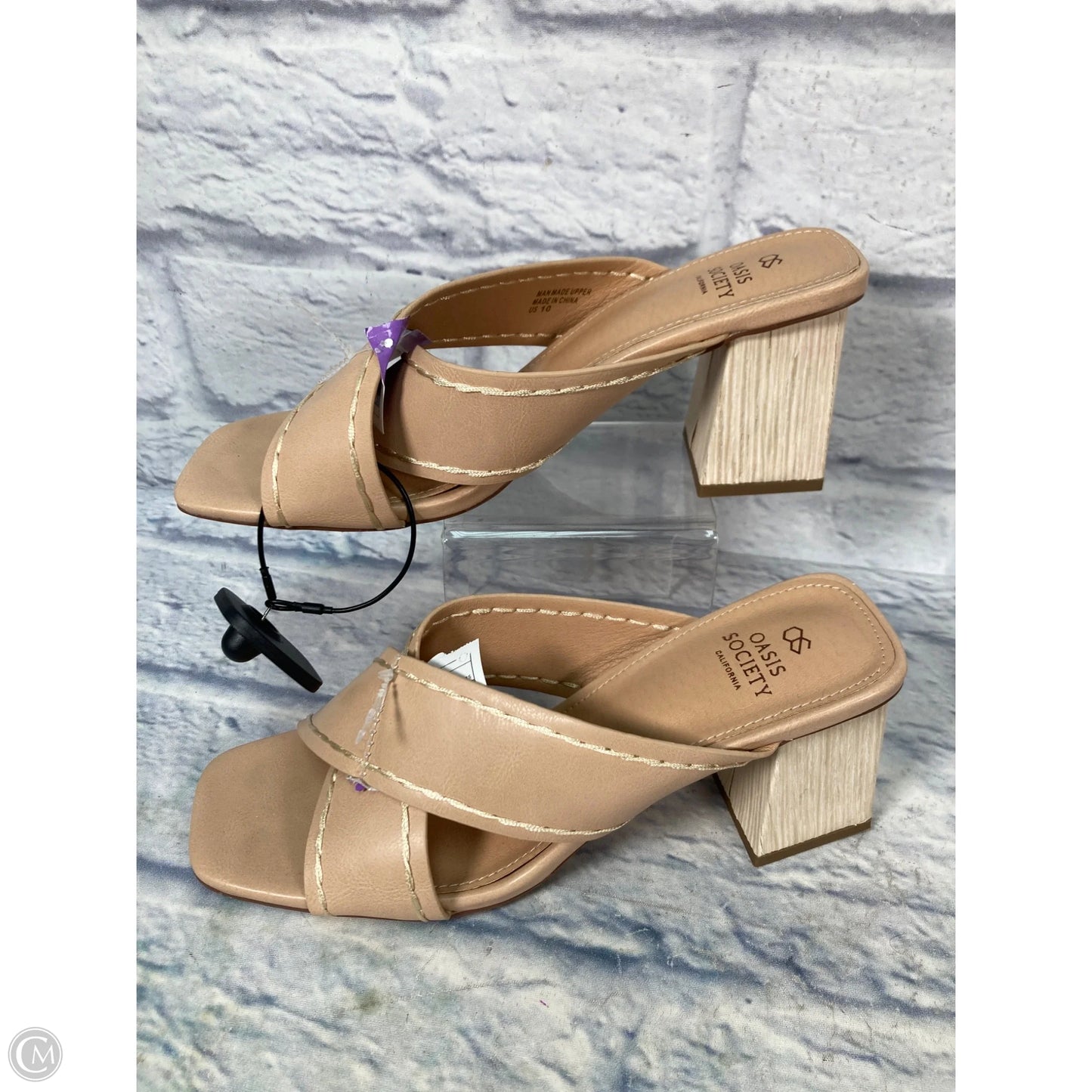 Sandals Heels Block By Oasis Society In Tan, Size: 10