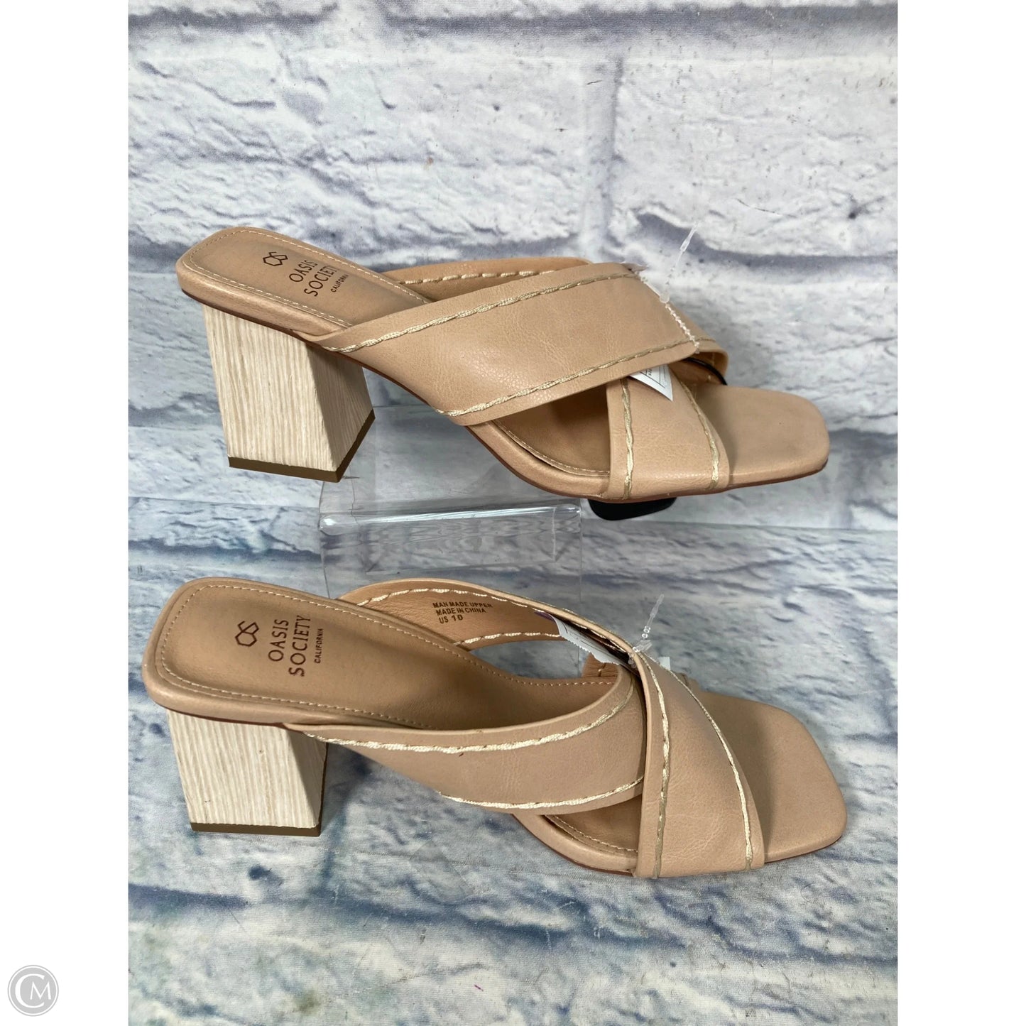 Sandals Heels Block By Oasis Society In Tan, Size: 10