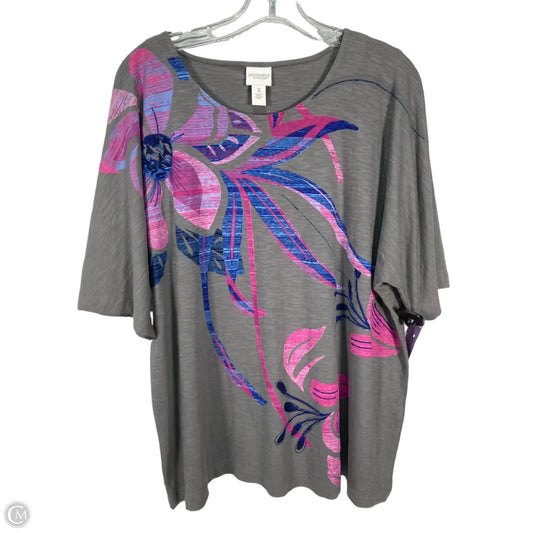 Top 3/4 Sleeve By Chicos In Grey & Purple, Size: Xl